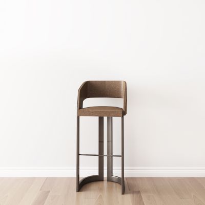 后現(xiàn)代棕色皮革吧椅