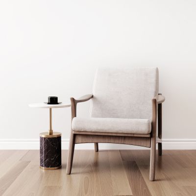 新中式实木单椅圆几组合