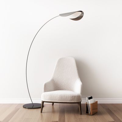 现代单人沙发落地灯组合