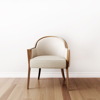 新中式布艺卡其色单人椅