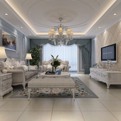 客厅，组合沙发，电视柜，电视墙