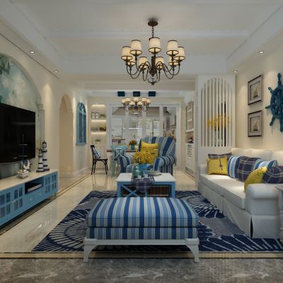 客厅，组合沙发，电视柜，电视墙