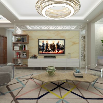 客厅，组合沙发，电视柜，电视墙