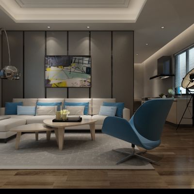 客厅，组合沙发，电视柜，电视墙