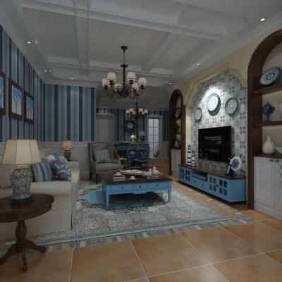 客厅，组合沙发，电视柜，电视墙，吊灯