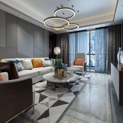 客厅，组合沙发，电视柜，电视墙