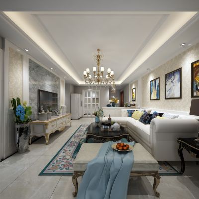 客厅，组合沙发，电视柜，电视墙