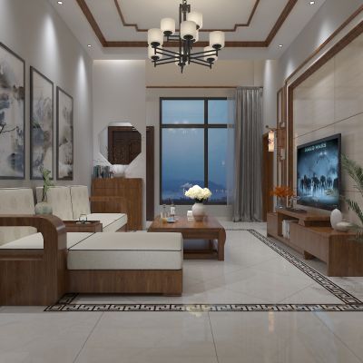 客厅，组合沙发，电视柜，电视墙