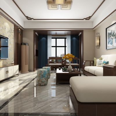 客厅，组合沙发，电视柜，电视墙