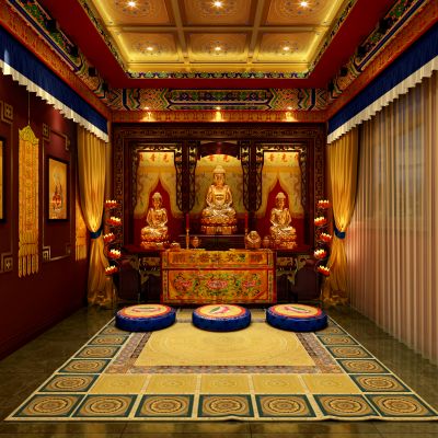 中式风格佛堂3D模型