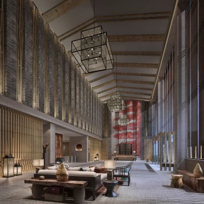 中式温泉酒店大厅