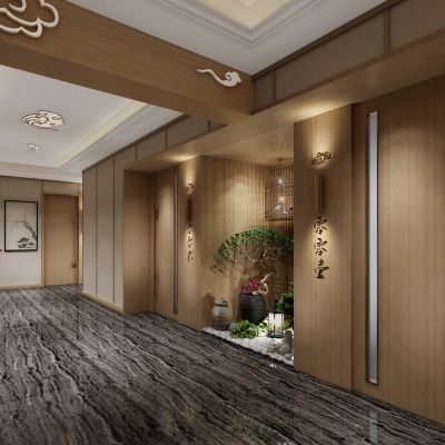 中式宾馆门厅端景