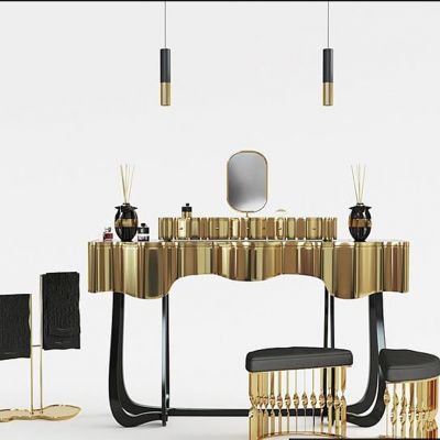 现代金色梳妆台