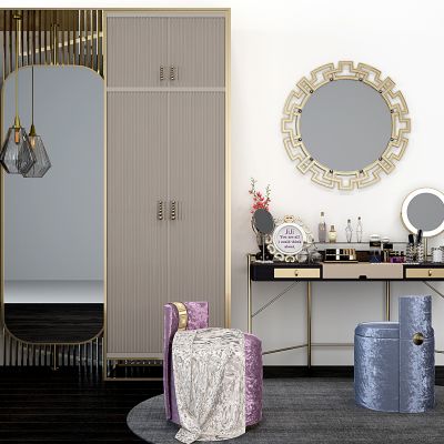 现代简欧轻奢大衣柜梳妆台组合