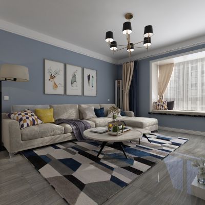 客厅，组合沙发，电视柜，电视墙