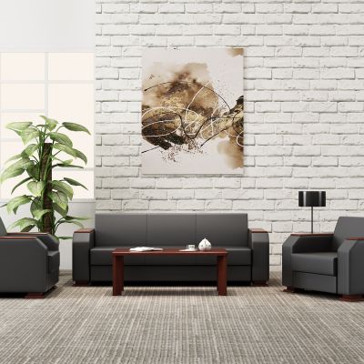 现代领导办公沙发茶几饰品