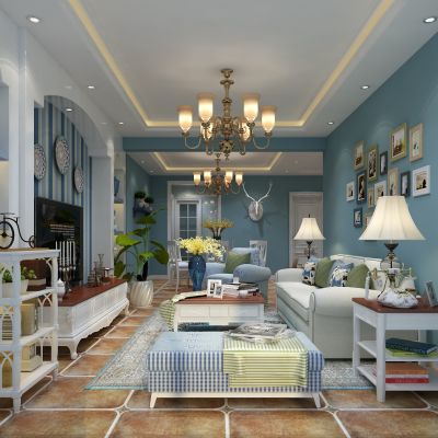 客厅，组合沙发，电视柜，电视墙