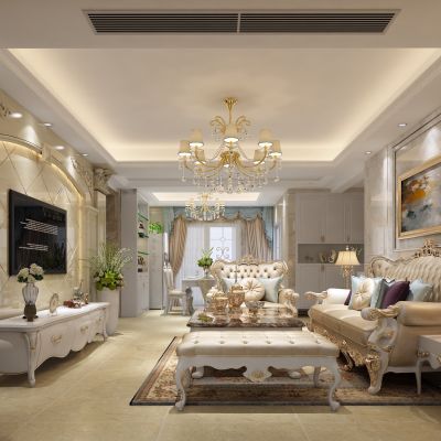 客厅，组合沙发，电视柜，电视墙