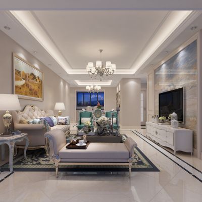 客厅，组合沙发，电视柜，电视墙