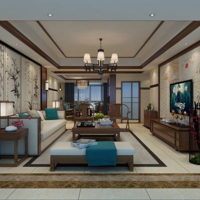 客厅，组合沙发，电视柜，电视墙