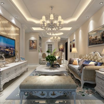 客厅，组合沙发，电视柜，电视墙