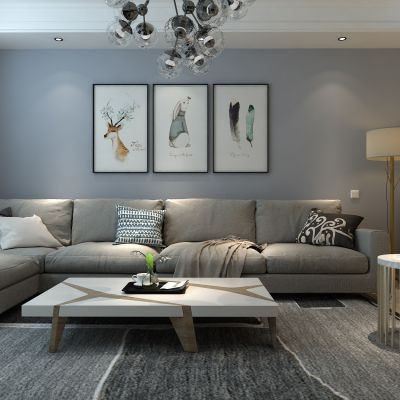 客厅，组合沙发，电视柜，电视墙