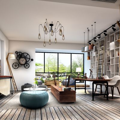 工业风客厅书房