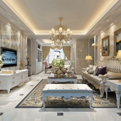 客厅，组合沙发，电视柜，电视墙