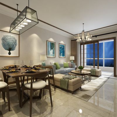 客厅，组合沙发，电视柜，电视墙