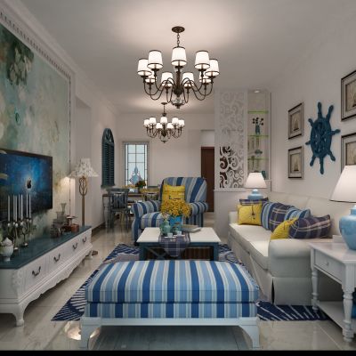 客厅，组合沙发，电视柜，电视墙