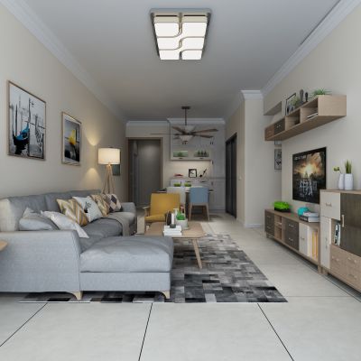 客厅，组合沙发，电视柜，电视墙