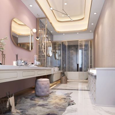现代轻奢梳妆间卫生间