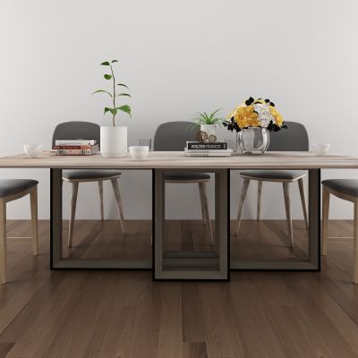 现代简约木艺餐桌椅组合