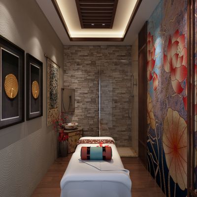 SPA会所，桑拿，按摩床，洗手台