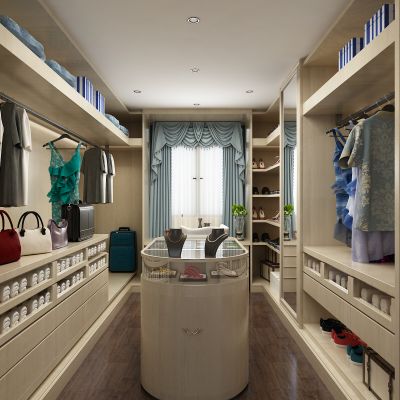 衣帽间，衣柜，衣服，裙子，首饰