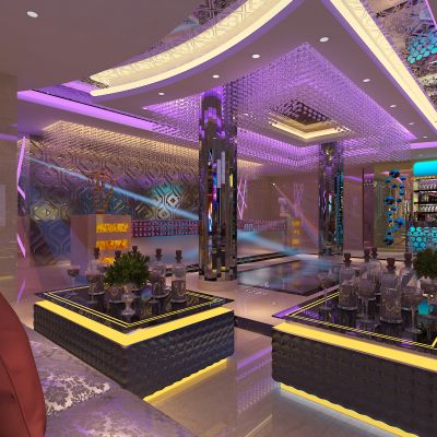 KTV，多人沙发，会所，前台，吧台