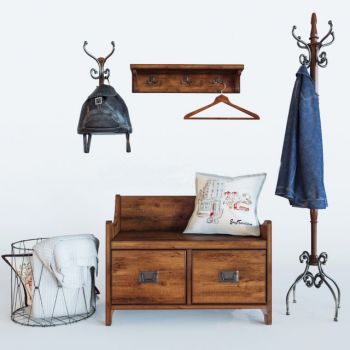 北欧鞋柜衣架衣服组合