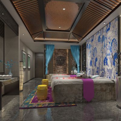 SPA会所，桑拿，按摩床，洗手台