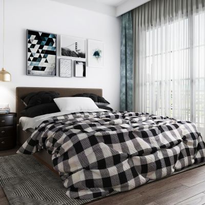 北欧简约床具床头柜挂画组合