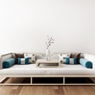 新中式双人沙发花瓶花卉组合