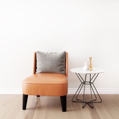 现代单人沙发圆几摆件组合