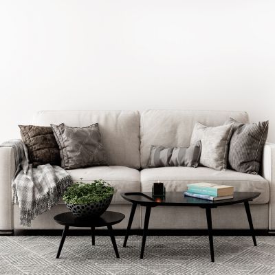 北欧田园双人沙发边几摆件组合