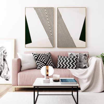 北欧双人沙发挂画组合