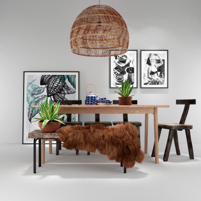 现代实木餐桌椅