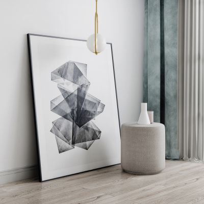 北欧沙发凳装饰画吊灯组合