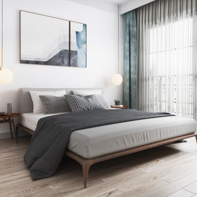 北欧床具圆几摆件吊灯组合