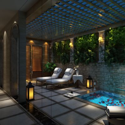 SPA会所，桑拿，按摩床，浴池