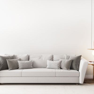 现代多人沙发圆几吊灯摆件组合