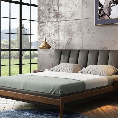 北欧皮革双人床