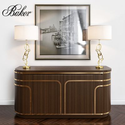 后现代边柜台灯装饰画